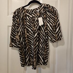 Calvin Klein Zebra Pattern Blouse - Black and Brown